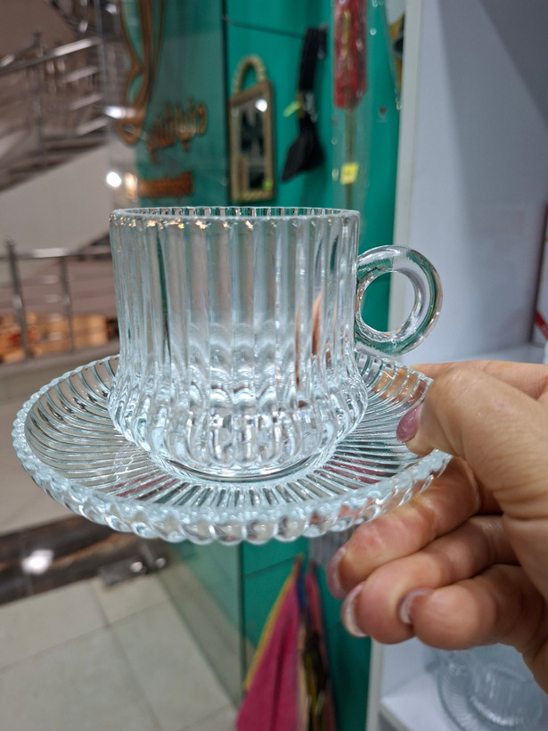 فنجان و نعلبکی چایخوری جنس بلور مارک بیمیکس
